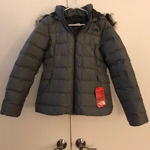 The North Face gray Gotham jacket. NWT